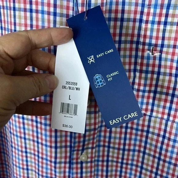 Saddlebred Office Work Gingham Plaid Classic Fit Button Down Shirt Large NWT - Picture 2 of 6